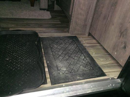 Mud throughout my new trailer  on the floor and my bedroom door this was how it was when I went to pick it up