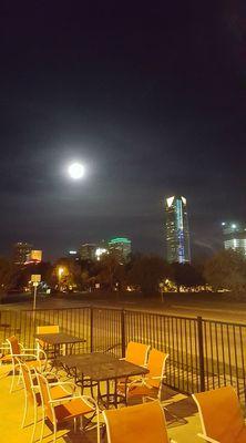 Enjoy the nighttime view from The Flea patio.