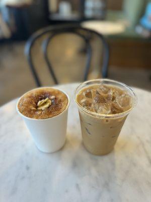 Turon Crème Brûlée Latte and Blueberry Pancakes Latte