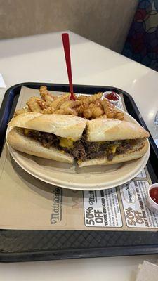 New York cheese steak sandwich