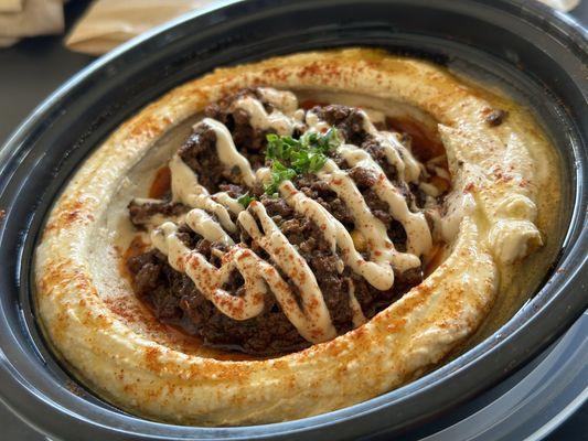 Morrocan Beef Hummus. A work of art, really.