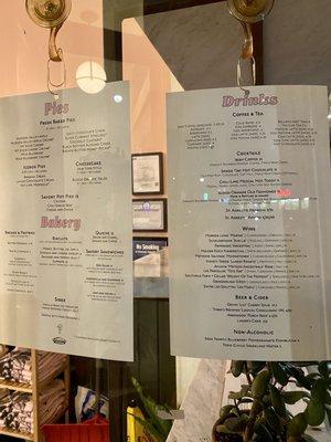 Menu hanging outside