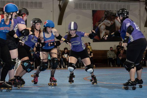 Detroit Roller Derby home team game. Pistoffs vs Grand Prix Madonnas