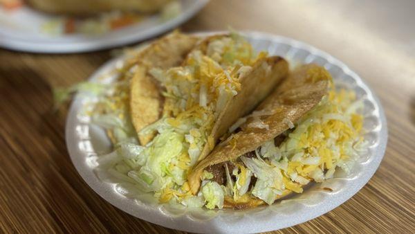 Shredded beef tacos, hardshell