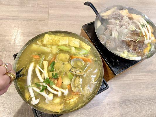 CURRY HOT POT & BEEF HOT POT . Their hot pot has a lot of Meats  or Seafoods :)