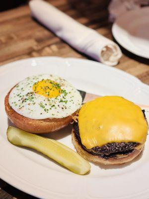 Double Cheeseburger with a Farm Egg