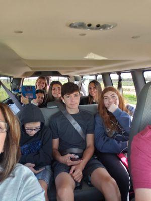 2 teenagers are scrunched down in the back  but, everyone was very comfortable on our 4.5 hour drive both ways!!