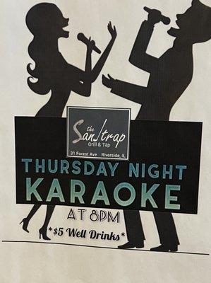 Thursday special $5 well drinks and karaoke at 8pm