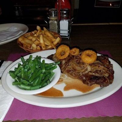 NY Strip with Grilled Onions