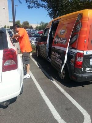 Pop A Lock Locksmith unlocking my car!