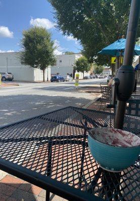 Outside Sidewalk eating area.