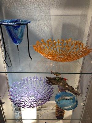 Coral glass bowls