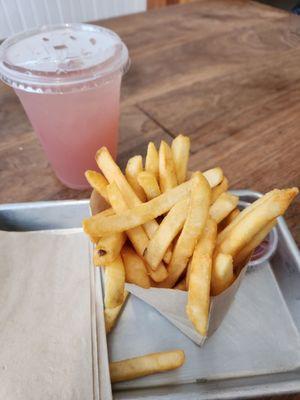 Signature fries and lavender lemonade