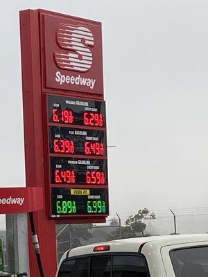 Gas prices still moving up , sadly $6.29 is a good price