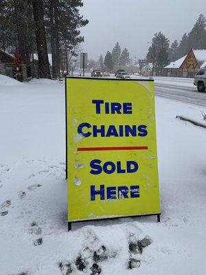 Snow chains also available.