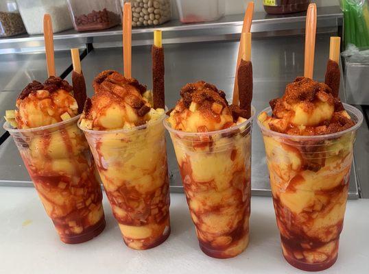 Mangonada you got to try this .. fresh chopped mango& mango ice cream, topped with chamoy sauce and tajin ....