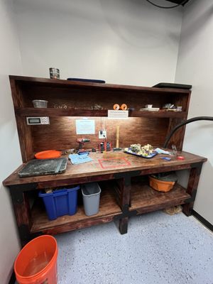 Work bench in back of shop