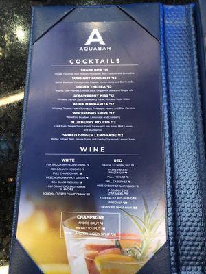 Cocktails menu, circa June 2023.