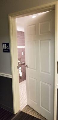 They have 2 gender neutral restrooms with showers in main hall.