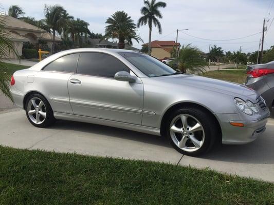 Karen's 2003 Mercedes CLK 320 just had the windows tinted what a great job at Extreme Tinting Cape Coral Fla