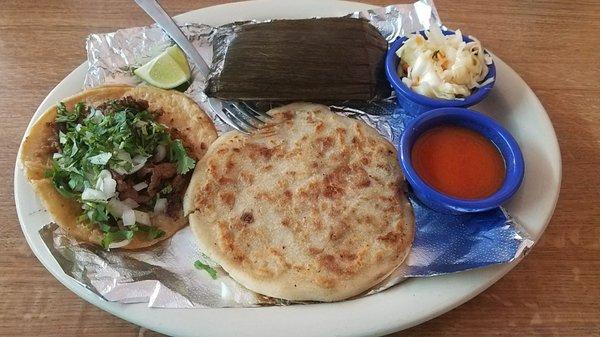 pupusas, taco, tamale