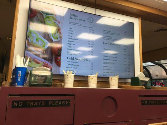 Menu board near the front counter