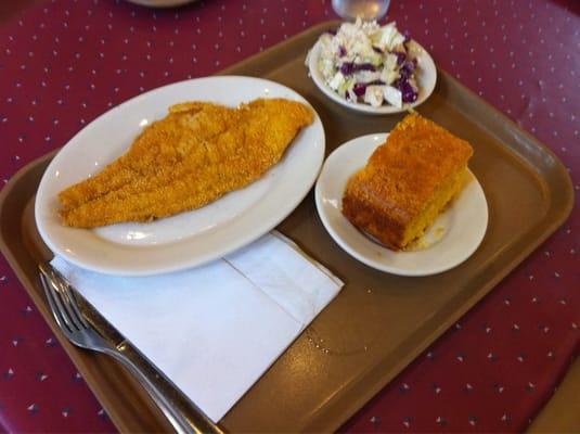 Catfish, cornbread and coleslaw