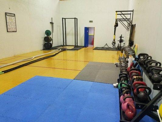 Small Group/Individual Training Room. TRX, Kettlebells, Power Rack