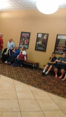 Inside people are waiting for the movies