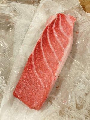 Sushi grade bigeye tuna belly