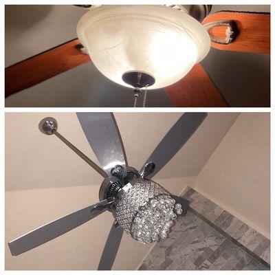 Regular fan replacing with chandelier fan