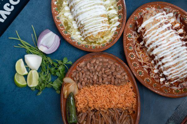 Smothered Burritos and Birria Plate