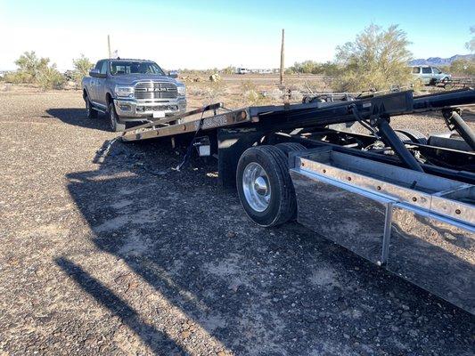 Sergio had to come way out to La Posa South BLM to pick up my truck.