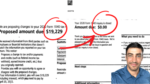 IRS Proposed amount due notice CP2000 reduced to $0