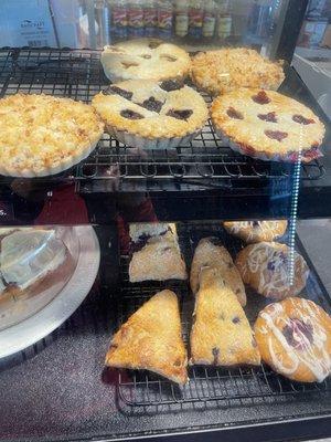 Top shelf: all GLUTEN FREE apple, berry, Dutch apple pies