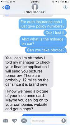 He told to my wife that car has only 12 miles on it.