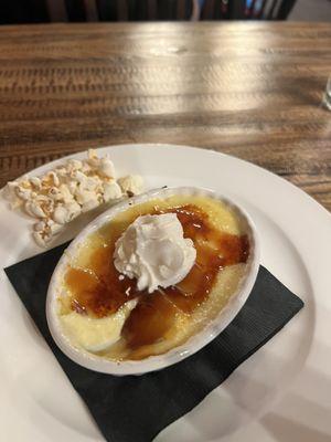 Crème Brûlée with buttered popcorn