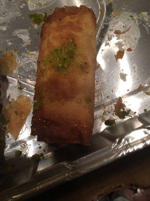 "Znood el sit" Mediterranean sweet. Filo dough stuffed with Ashta covered with Syrup.