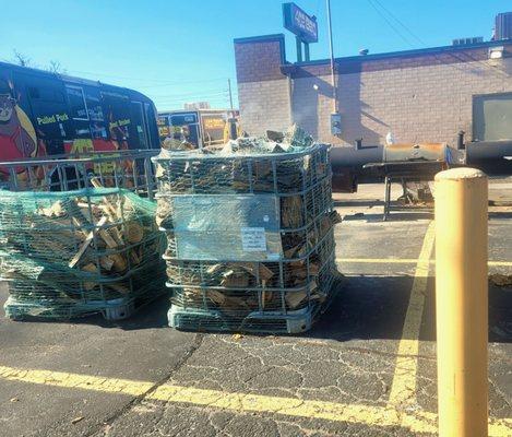 Real BBQ places have wood piles and several cookers.