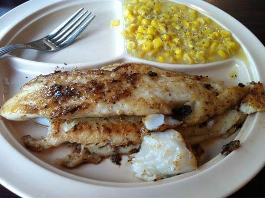 Grilled and seasoned catfish with corn for lunch!