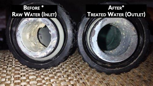 Look at this before and after photo of chloramine and hard water pipe damage.  Those bumps are the start of pin hole leaks in copper pipe.