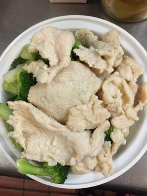 Diet & Health Food - Steamed Chicken with Broccoli - Side with Brown Sauce and White Rice