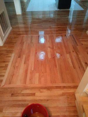 Refinish hardwood floor  oil base high gloss