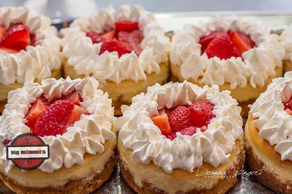 Mini 4" homemade strawberry cheesecakes