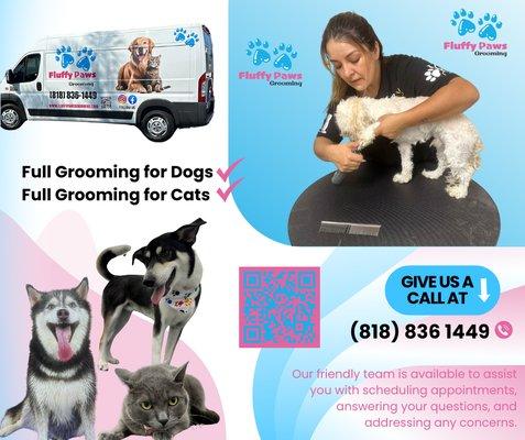 At Fluffy Paws Grooming, we offer comprehensive grooming services tailored to meet the unique needs of your pets