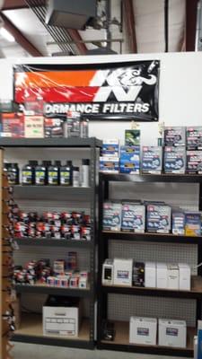 We have oil filters, oils and batteries in stock