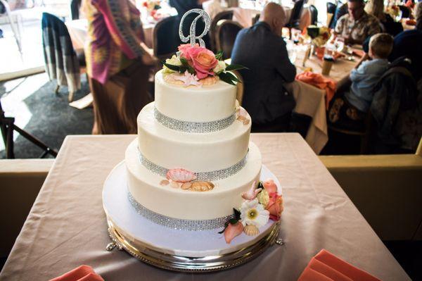 Our beautiful wedding cake by Jenny at Cake Cathedral.