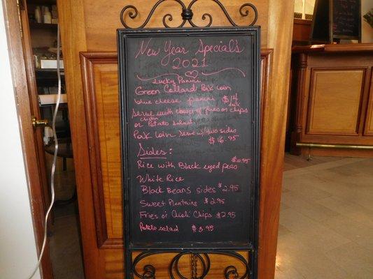 New Specials posted on the board