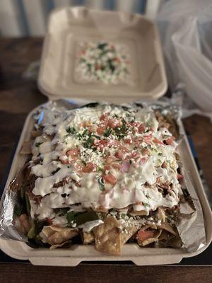 Super nachos with birria were good