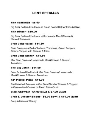 Lent Specials!